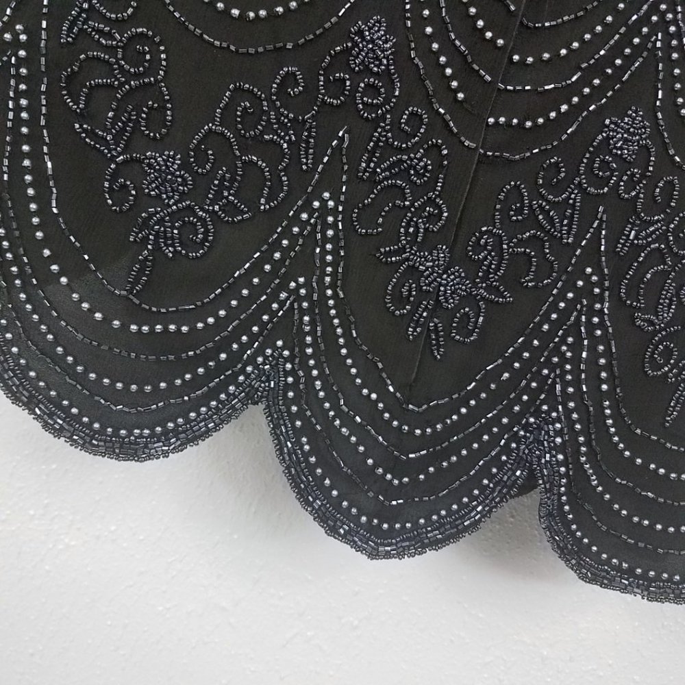 Pappell Boutique Evening Women's Formal Black Silk Beaded Top Blouse Bolero - Picture 7 of 8